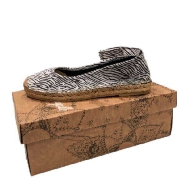 NWT Free People Black & Grey Zebra Print Bohemian Espadrilles EU38/US8 - Picture 3 of 15